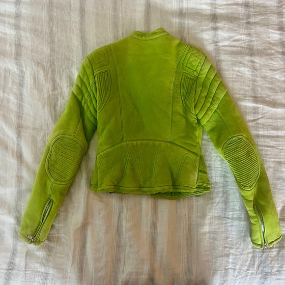 Ralph Lauren Purple Label lime Green Shearling Jacket. Size 4. - Picture 3 of 16